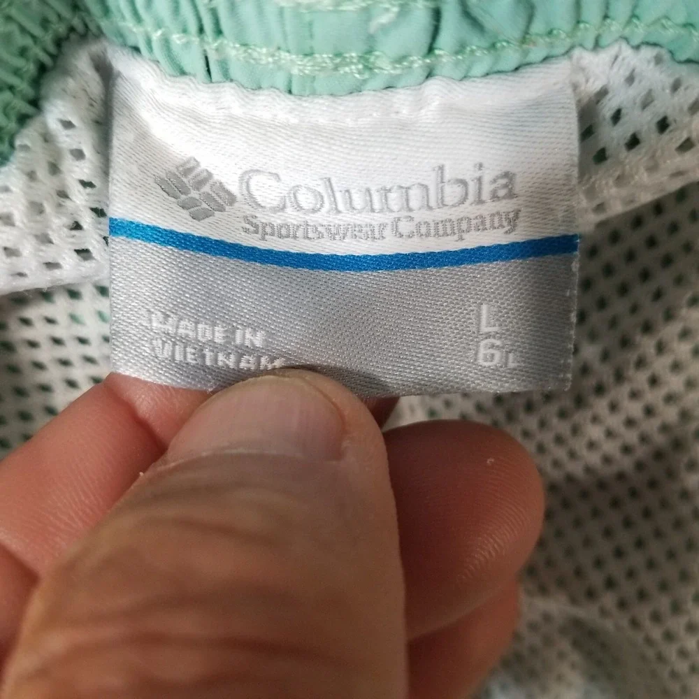 Columbia PFG swim shorts men's large green nylon fishing outdoor adventure